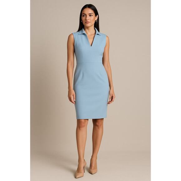 Black Halo Jackie O Sheath Dress Blue Sleeveless V-Neck Cocktail Career  Size 6